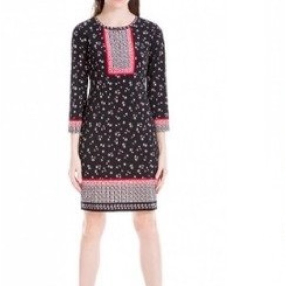 Max Studio Black and Pink Floral Blouse - Picture 6 of 7